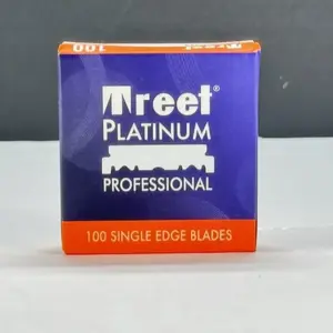 100 Treet Platinum Professional Single Edge Half Razor Blades Pre Cut Pre Snipped Shaving for Barber Razor Salon Shop - Comfort