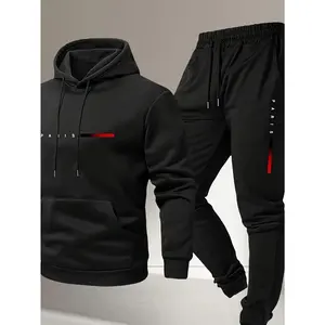 Bmuvlss Men'S 2pcs Hooded Sweatshirt & Sweatpants Set - Oversized Fit Paris Monogram Print Green/Red/Black/White - Heavyweight 2pcs Outfit for Fall/Winter, Casual & Athletic Wear, Gym, Everyday Lounge - Matching Tracksuit Set with Round Neck Hoodie and Le