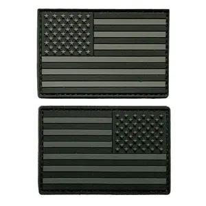 USA American Flag with Reversed Patch (2PC Bundle - PVC Rubber 3.0 x 2.0 MTB19-19A)