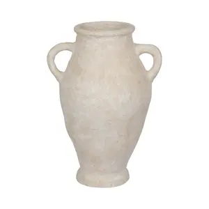 212 MAIN 32 in. White Paper Mache Jug with Handles, Home Decor Vase and Ornaments for Home Supplies