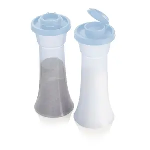 Hourglass Vintage Salt & Pepper Shaker Set Icelandic Mist 177 mL Airtight Dishwasher Safe Portable Design Translucent Material Utensils Kitchen Gadgets