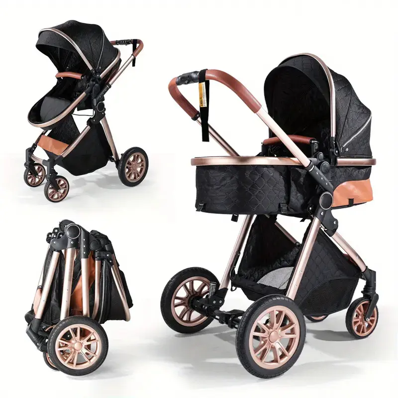 Cochildor Unisex Baby Stroller, 2-in-1 Foldable Pram for Newborns with Reversible Seat and Shock Absorption, All-Terrain EVA Wheels, Lightweight Polyester Frame for Travel