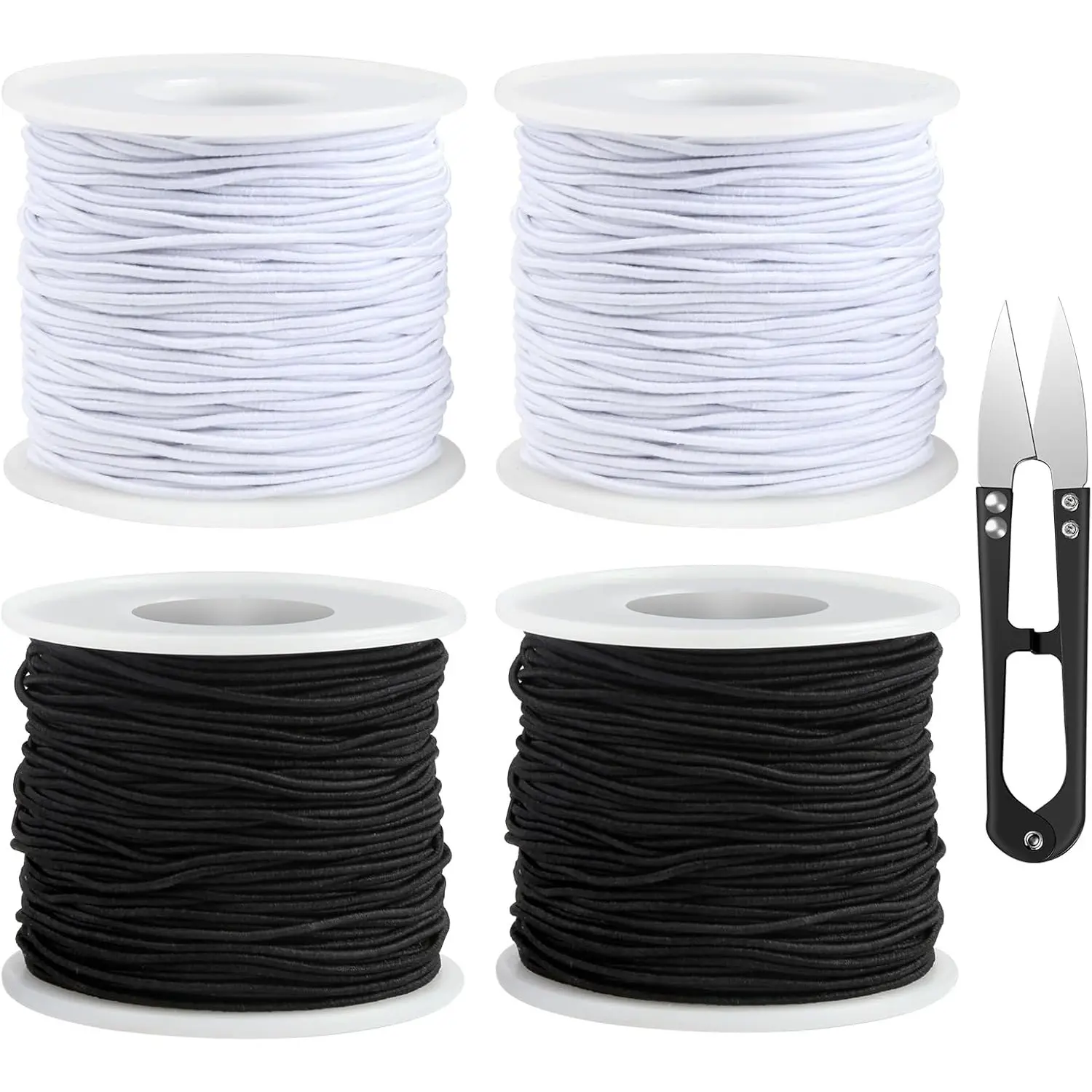 4 Rolls of Elastic Band for Bracelets, 1 mm x 50 m Bracelet Cord, Bracelet for Elastic Rubber Cord for Bracelets, Bead Cord with Scissors for DIY Jewellery, Necklace, Crafts (Black & White) - Home Improvement.