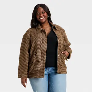 Women's Tweed Fashion Jacket - Universal Thread Brown 4X