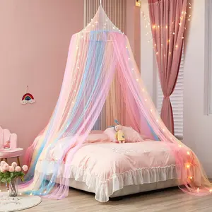 Colorful Mesh Mosquito Net, Cool Bedroom Decorative Romantic Mesh Bed Net, Mosquito Net for Single Bed, Double Bed, Reading Corner, Party Decoration, Summer Essentials, Pride Month Gift, Bedding Accessories, Christmas Gifts, Christmas Decorations