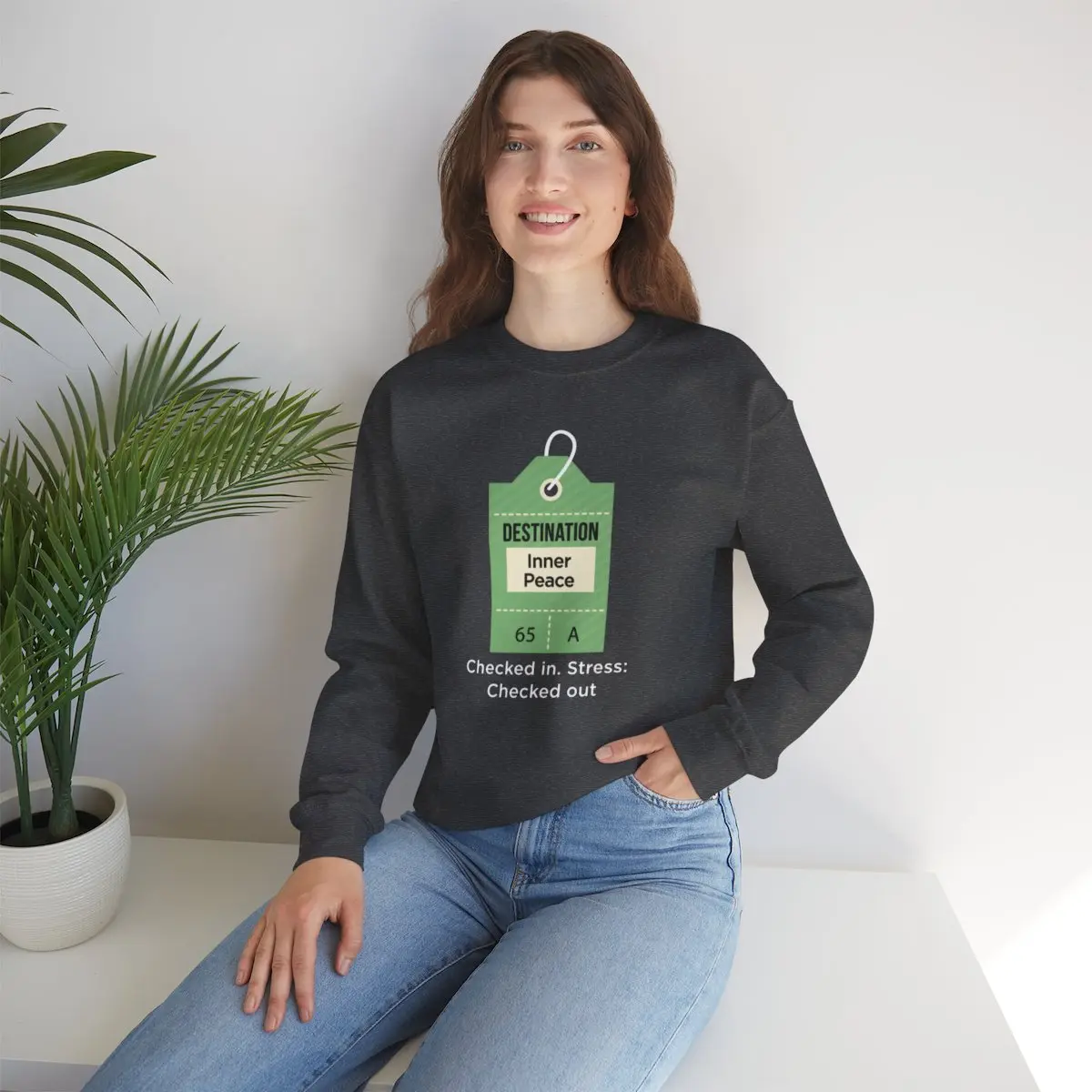 Checked In Checked Out Printed Sweatshirt - Unisex Crewneck Sweater - Pullover Jumper - Casual Wear Top - Streetwear Fashion