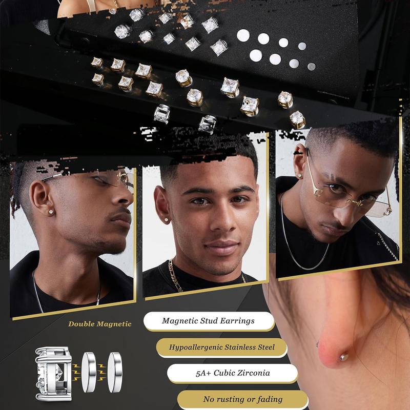 2026 New 1 Pair/2 Pairs Stainless Steel Magnetic Stud Earrings for Men Women Non Piercing Clip on Earrings silvery bangles street trend