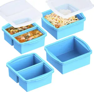 Silicone Freezer Trays with Lids, Set of 4 - with 1Cup and 2 Cup Silicone Freezer Molds for Freezing Soups, Sauces and Individual Microwave Safe ZS