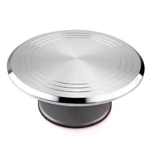 12 Inch Aluminum Cake Turntable for Decorating, 360° Rotating Cake Stand with Non-Slip Silicone Base, Professional Baking & Cake Decorating Tool