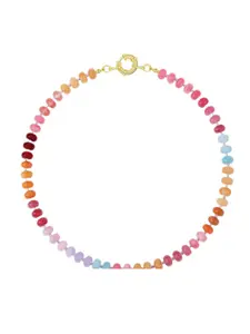 Women's string jewelry necklace, Bohemian-style colorful string beads necklace, natural stone handmade summer beach accessories, Stainless Steel necklaces