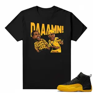 University Gold 12s Sneaker Match Tees Black DAAAMN Unisex Streetwear