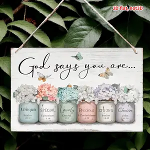 Colorful Wooden Wall Hanging Decor, Interior Wall Decor, Inspirational Bible Verse Sign, Lightweight Wood Material, Indoor Outdoor Decoration for Home Shop Bar