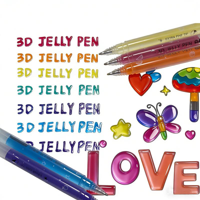 3D Jelly Pens, 12/24/36 Colors Set of 3D Effect Jelly Gel Pens, Perfect for Painting, Drawing, Writing, Bullet Journal, Card Making, Nail Painting, DIY Crafts
