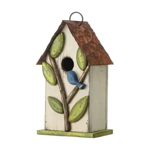 Glitzhome 3D Bird Upon a Tree Wood Birdhouse