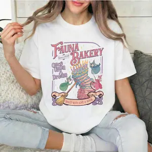 Once Upon A Dream Fauna Bakery Shirt Retro Fairy Tale Graphic Tee Three Fairies Magic Cake T-Shirt Women Pastel Cottagecore Aesthetic Top Vintage 90s Cartoon Princess Core Tee