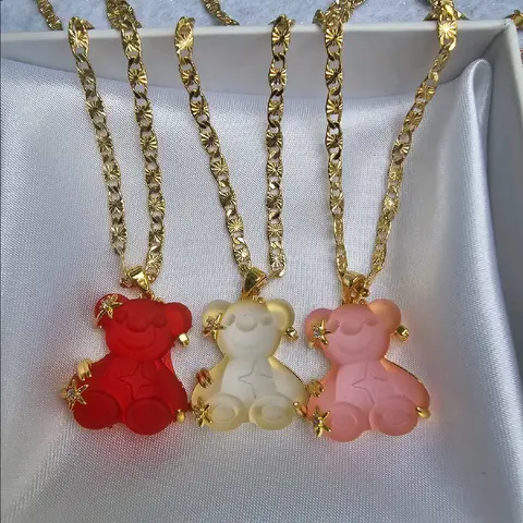 osito transparente gold plated necklace pendant