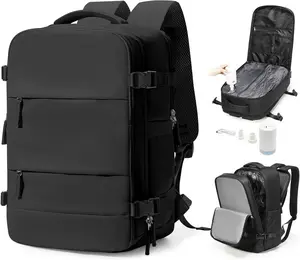Vacuum Backpack Travel With Pump,Mochila De Viaje Compresion Al Vacio,Personal Item Travel Backpack With Vacuum System,Large Carry On Backpacks For Women Men,Black