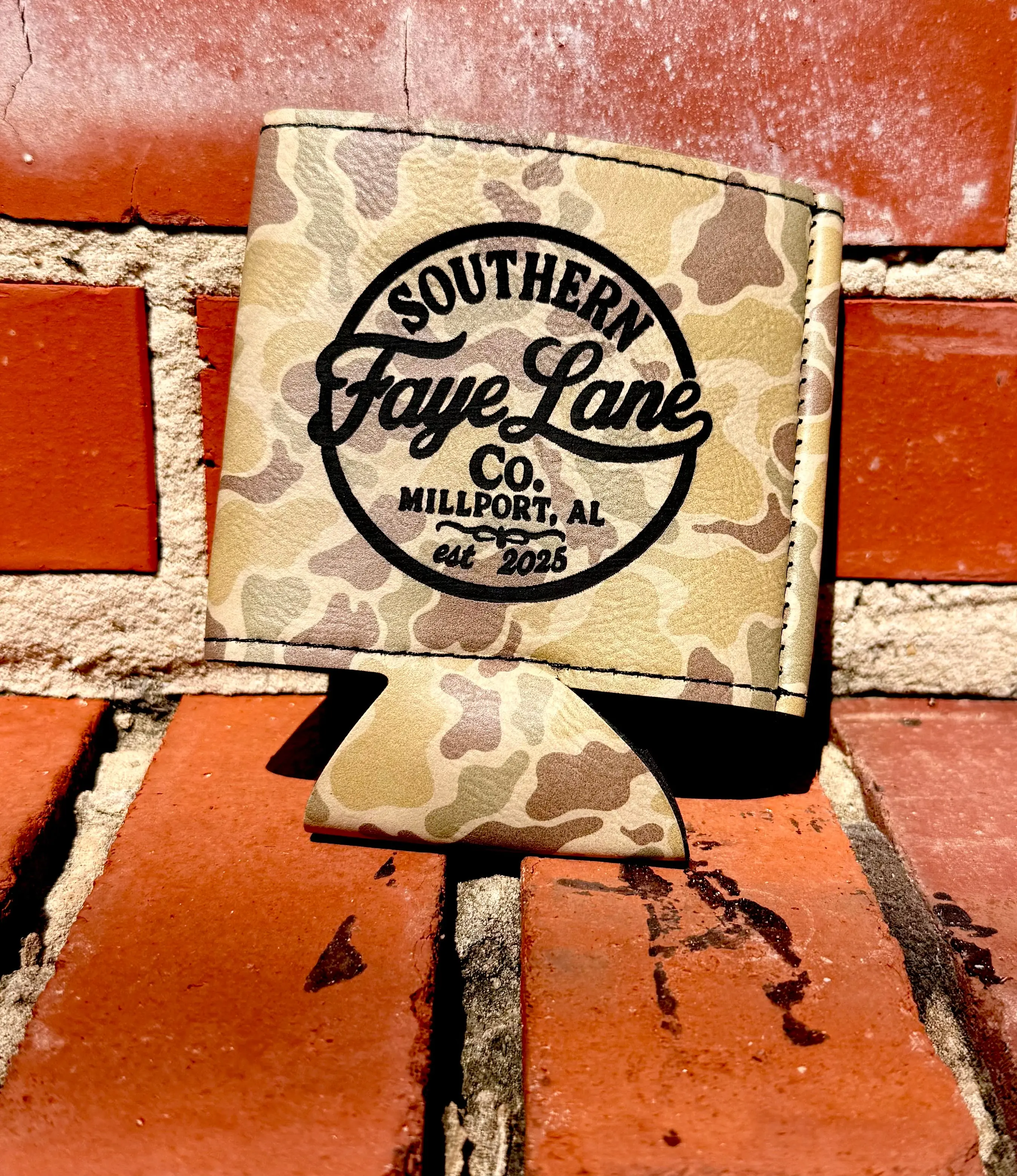 Khaki Camo Southern Faye Lane Co. Koozie