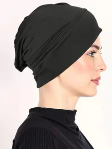 Muslim Hijab Cap, Simple Plain Design, Soft Fabric Material, All-Season Wearable, Fitted Style, Ideal for Daily Use & Casual Settings
