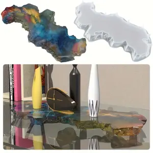 1 piece irregular edge tray epoxy resin casting silicone mold, DIY jewelry tray, storage tray mold, platter storage board, handmade home decoration gifts imitating geode agate for art crafts, handmade gifts, decorative plate, art platter, durable silicone