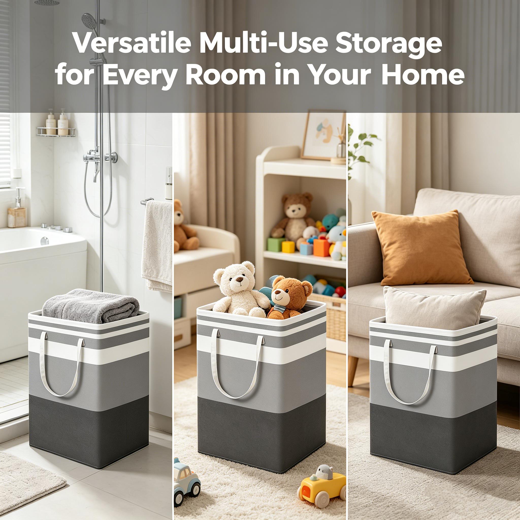 3 Pack Collapsible Laundry Hamper, Large Freestanding Laundry Basket with Handles, Waterproof Dirty Clothes Storage Bin for Bathroom, Bedroom, Dorm, Laundry Room, TikTok Viral