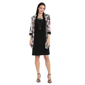 Black & Pink Printed Jacket Dress - Petite