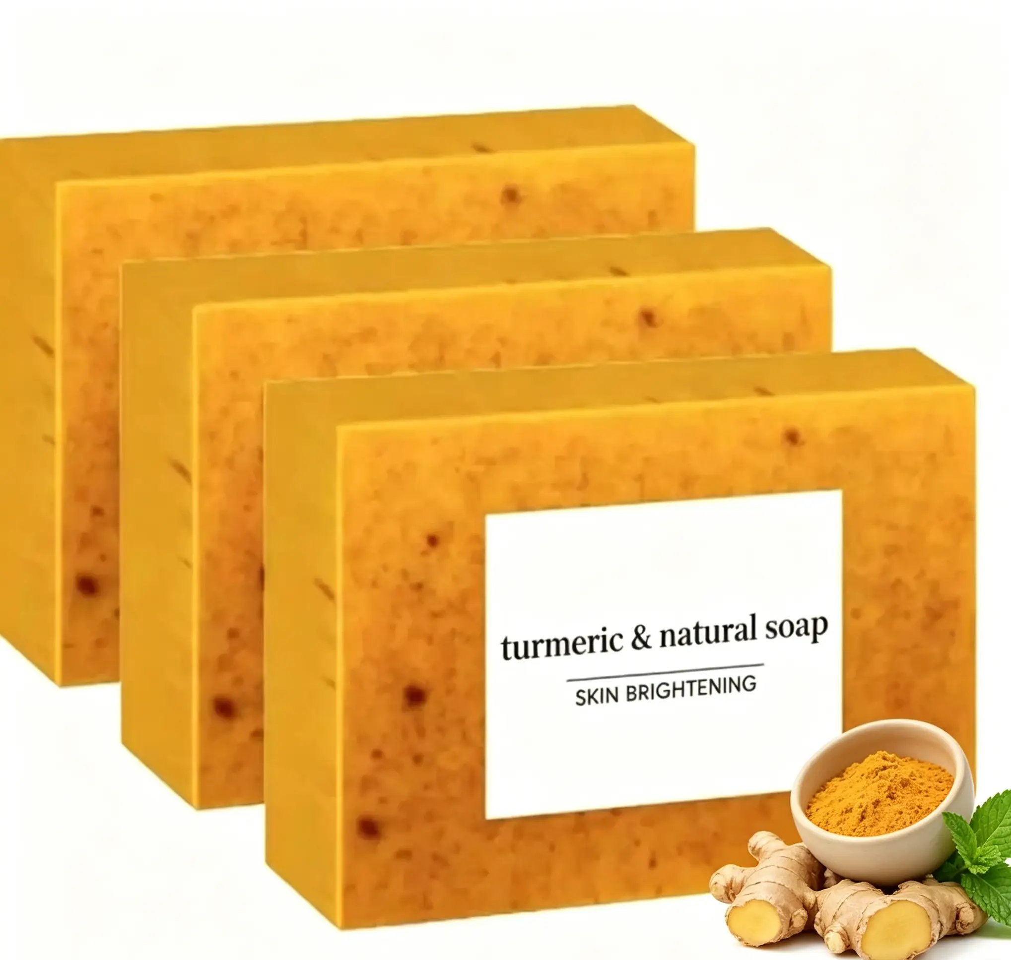 Turmeric and Kojic Acid Brightening Bar Soap, Natural Organic Lemon Cleanser for Face and Body, Flawless Skin Promoter, Acne Clearing Products