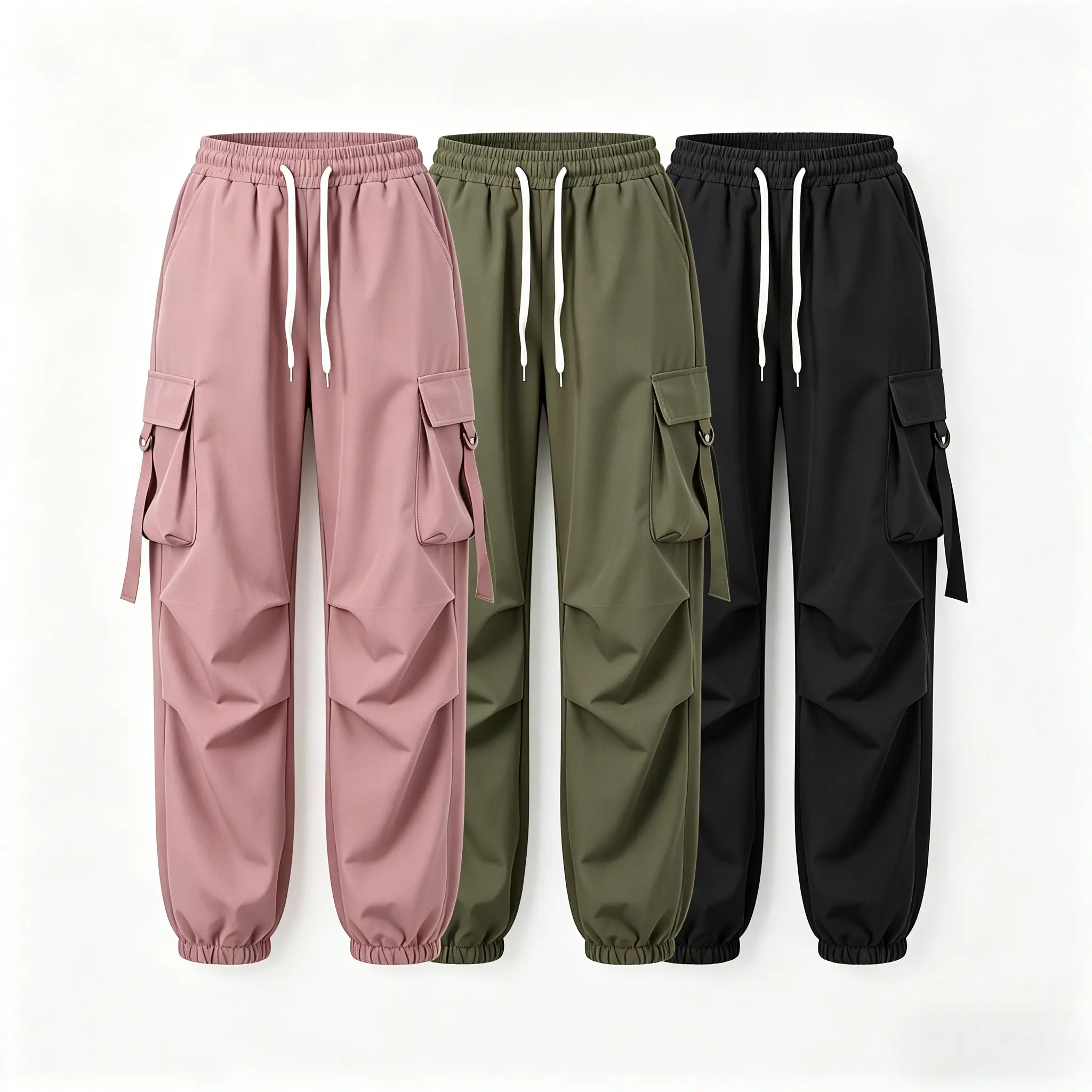 Assorted Colors Women's Cargo Pants, High Waist Drawstring Jogger Trousers, Loose Baggy Fit with Multi-Pockets, Soft Breathable Fabric for Casual Street Style, Hiking, Workout, Vacation and Everyday Wear Womenswear Bottom