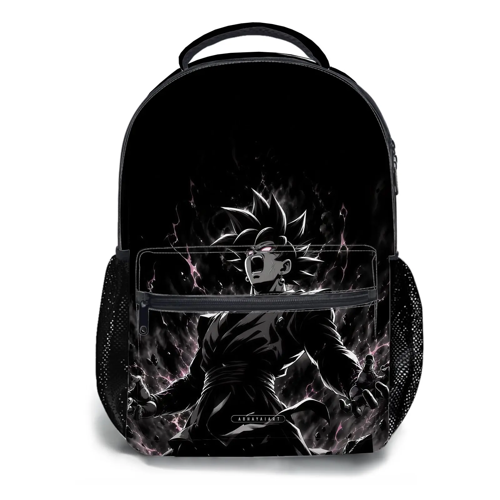 Men's and women's backpacksStudent Schoolbag Childrens Schoolbag High Quality Schoolbag Gift For Anime Ultra Instinct Goku Dark Aura Design Durable Polyester Fabric With Mesh Side Pockets For Students Anime Fans Daily Use