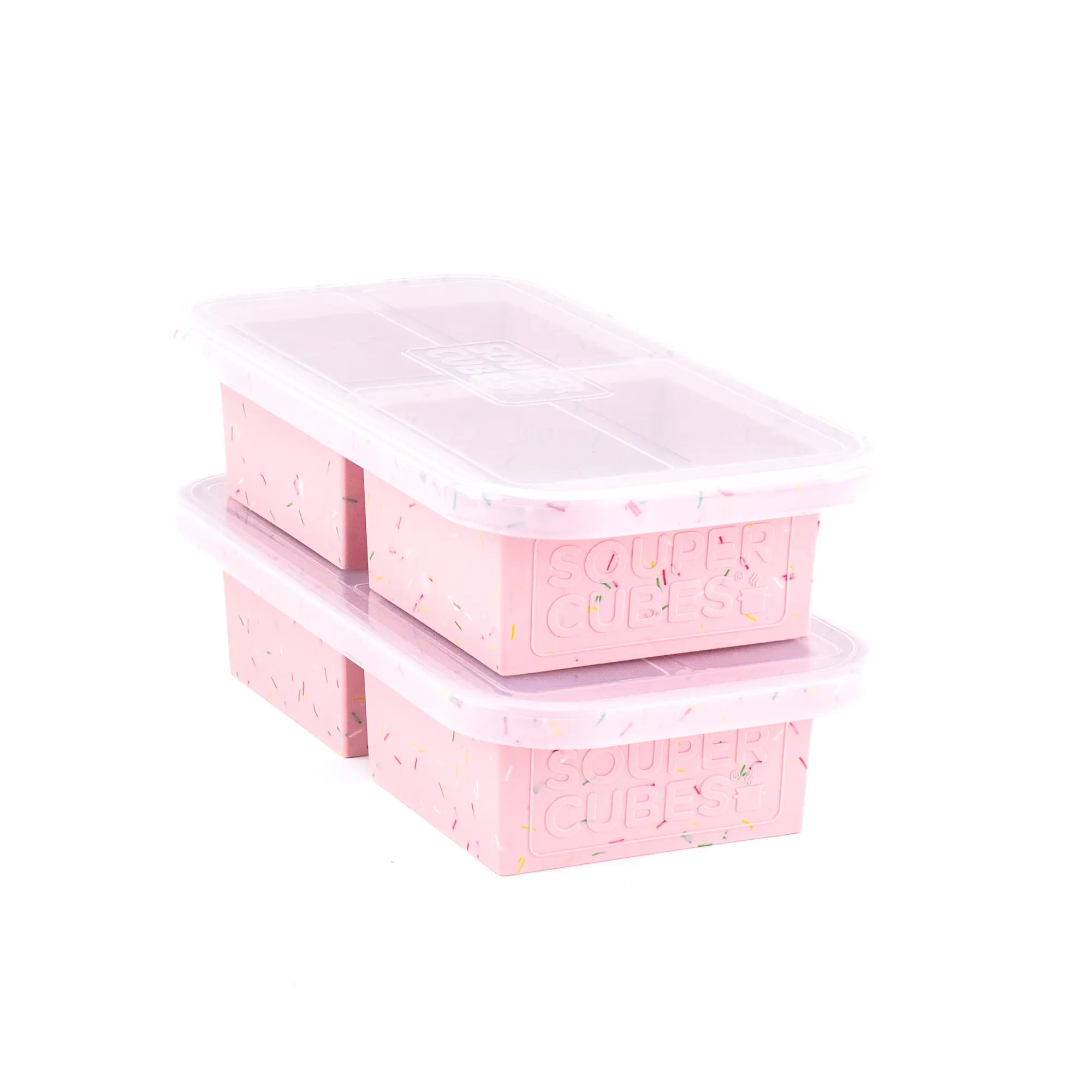 Souper Cubes 2 Cup Silicone Freezer Tray with Lid, Perfect for Storing Lasagna, Leftovers, Sauces, Portioned Meals and More, Silicone Freezer Mold for Meal Prepping - Cotton Candy - 1-Pack