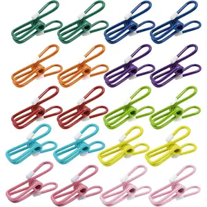 20 Pack of 2.2 Inch (55mm) Stainless Steel Laundry Clothes Pins - Durable Clothespins for Hanging Clothes and Food Packages, Metal Clips for Outdoor Use and Snack Bag Sealing