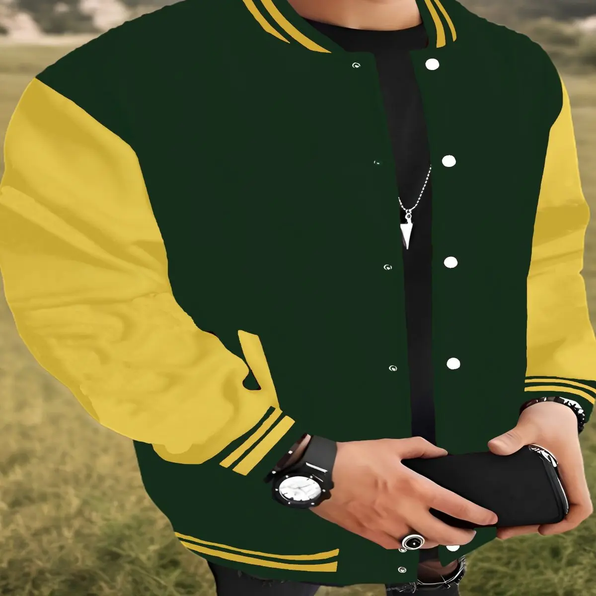 Men's Lightweight Fleece-Lined Varsity Jacket - Casual Baseball Collar, Button Closure, Machine Washable Polyester, Red & Black, Regular Fit with Pockets for Spring, Fall, Winter, Attire, Trendy Outerwear, Durable Fabric, Stylish Out Coats Menswear