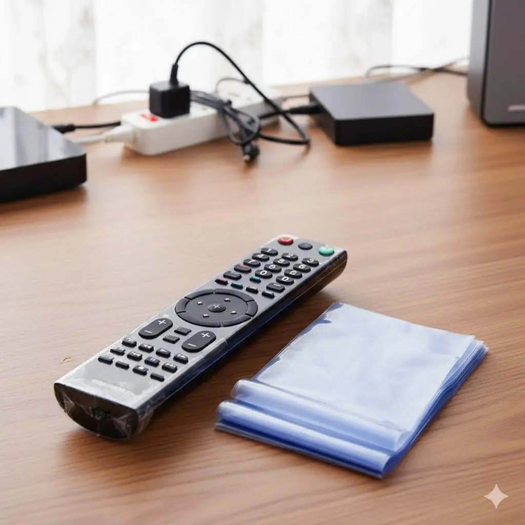 Transparent PVC Shrink Dust Covers, Multi-Size Remote Control Protector Sleeves, Waterproof Anti-Static Storage Bags for Electronics, TV AC Game Controller Accessories, Dustproof Cover, Durable Cover