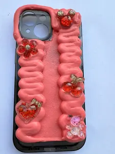 Blingbling Pinot Noir Color Charms Decoden iPhone15 Case, Handmade iPhone15 Case