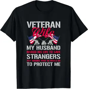 [100% Cotton] Veteran Wife USA Veterans Day US Army Veteran Mother's Day T-Shirt