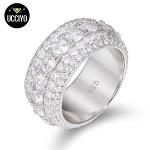 UCCIYO Fine Jewelry VVS1 Synthetic Moissanite Rings For Men Hip Hop Pave Setting S925 Sterling Silver Rings Hip Hop Jewelry