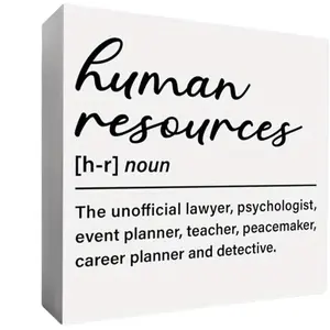 Funny HR Gifts for Women Men Coworkers, HR Director Manager Birthday Christmas Day Gifts Human Resources Office Home Cubicle Desk Decor Wooden Box Signage, Human Resources Definition 5x5 inch, Vintage Plaque Decor