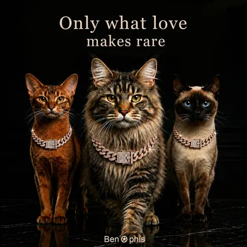 BenOphis Exclusive Custom Rose Gold Crystal Cuban Chain Necklace for Dogs & Cats - Elegant, Double-Sided Wearable, Luxurious Floral-Designed, Lightweight Close-Fitting All-Season Pet Neck Accessory