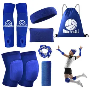 Volleyball  Pads Volleyball Arm Sleeves,  Volleyball Accessories Set with  Pads Arm Pads Sweatband Scrunchie Makeup Bag Cooling Towel and Drawstring Bag for Women Girls Youth