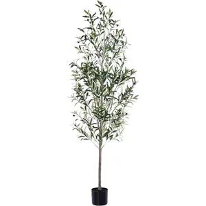 Jocoevol Olive Tree, 6FT Artificial Indoor Tall Faux Olive Trees w/Planter & Natural Wood Trunk and Lifelike Fruits, Fake Olive Artificial Tree for Home Office Decor