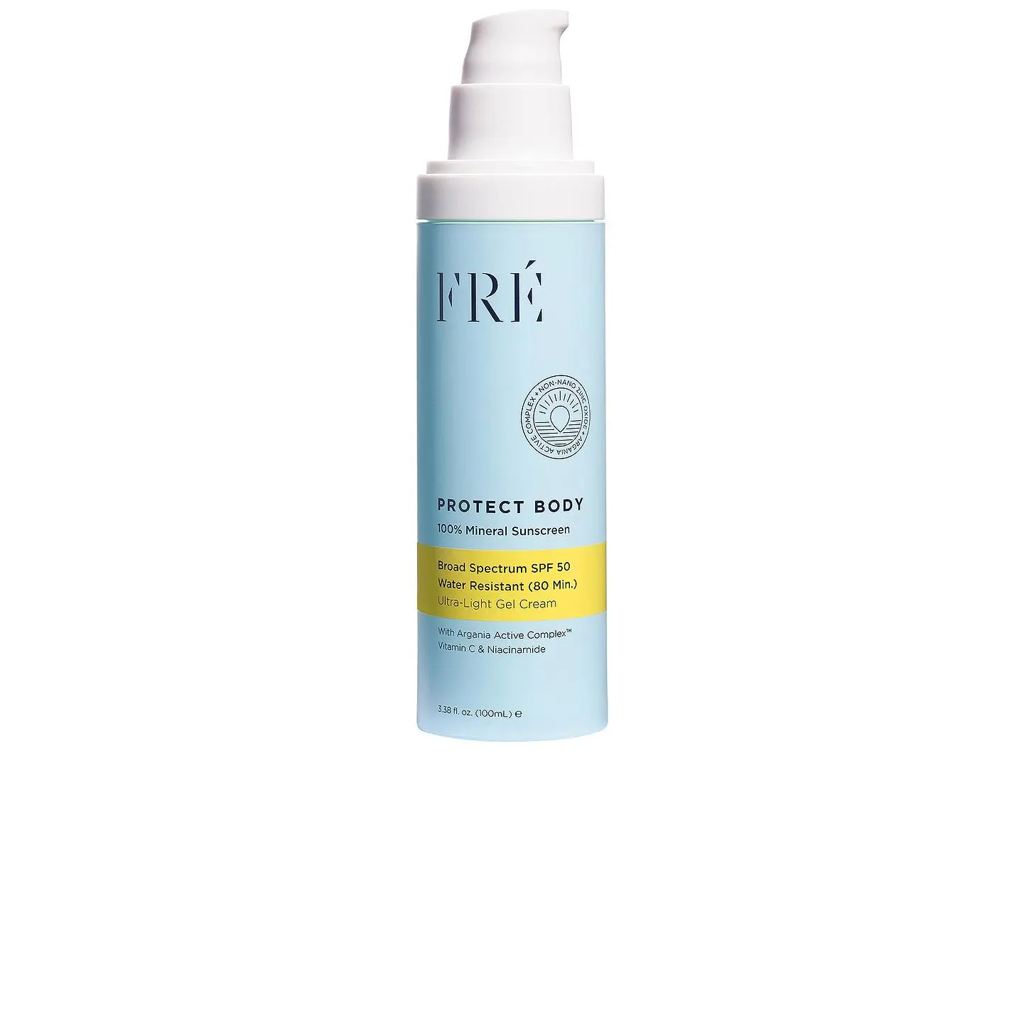 FRE Protect 100% Mineral Broad Spectrum SPF 50 Clean Ingredient Body Sunscreen - 3.38 fl oz Vegan Body Care Serum with Cetyl Alcohol