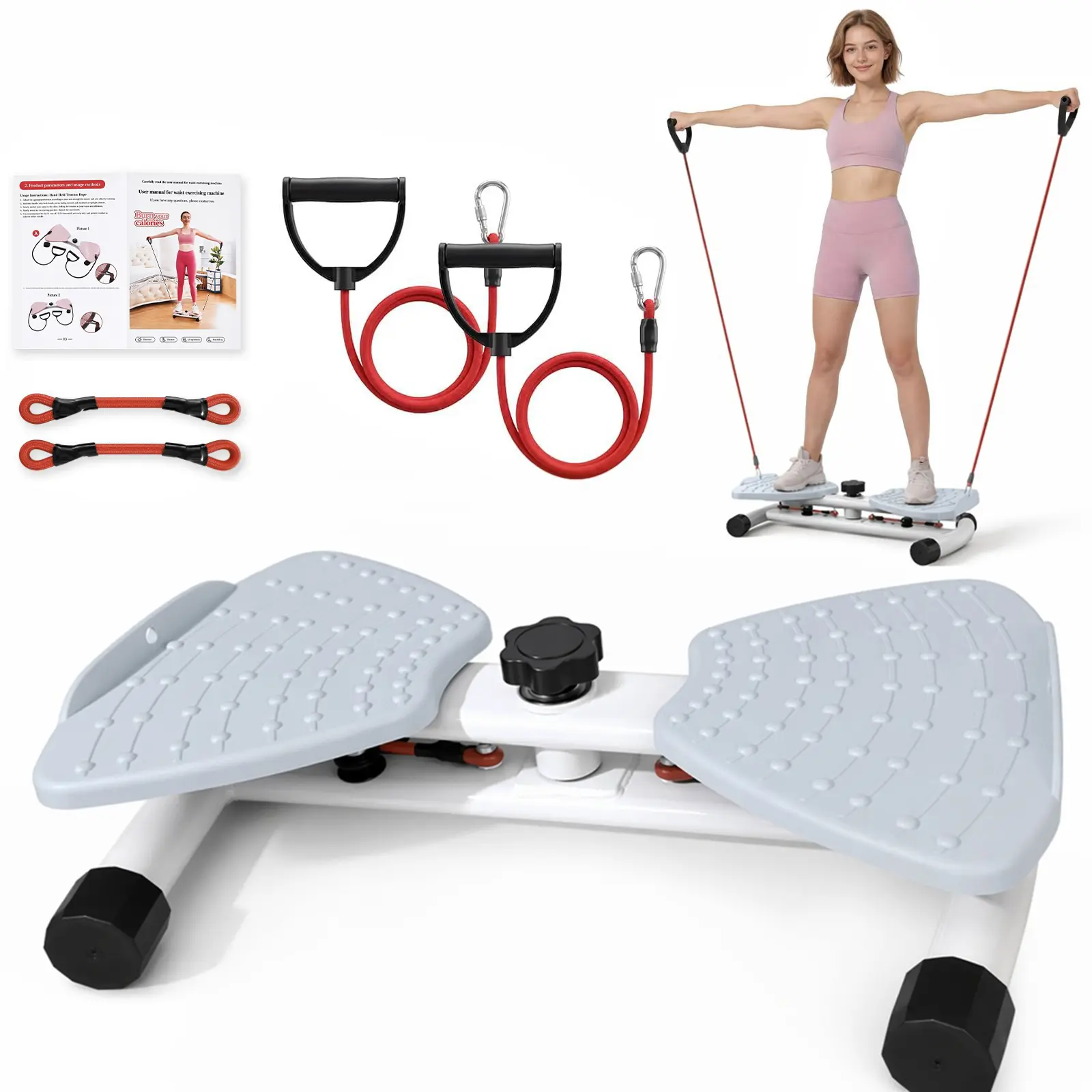 Waist Twister Board, Noiseless Core Trainer Disc with Textured Anti-Slip Surface for Home Gym Ab Workouts, 300 lbs Capacity, Textured Disc, Stable Base, Anti-Skid, None, 300Lb, Low Noise