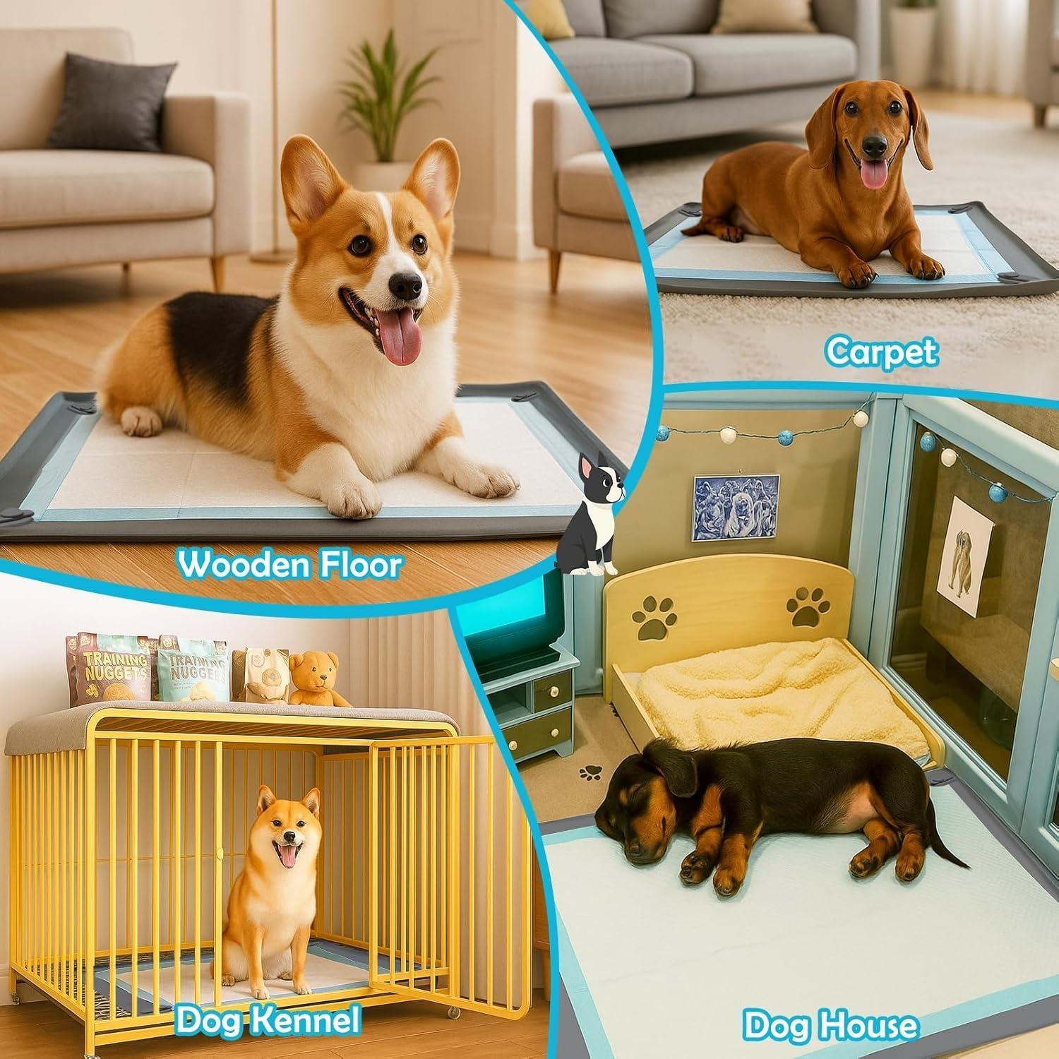Dog Pee Pad Holder Tray - Fits Up to 36” x 23” Pee Pad Holder for Dogs - Stable Grip, Raised Edges, Quick-Wipe Silicone Surface Dog Pad Holder for Indoor Flooring Protection Dog Pee Pad Holder Tray - Fits Up to 36” x 23” Pee Pad Holder for Dogs - Stable Grip, Raised Edges, Quick-Wipe Silicone Surface Dog Pad Holder for Indoor Flooring Protection