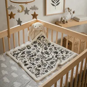 [Ship From US] Alaskan Wilderness Minky Baby Blanket – Ultra Soft Cozy Faux Fur Blanket, Woodland Nursery Decor, Crib & Toddler Bedding, Baby Shower Gift