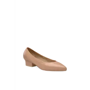 The Pump Wide Width - Latte Stretch Leather Flat