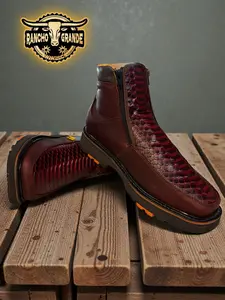 Slip Resistant Shoes boots Double zipper easy on & off Genuine leather New Design / Bota Zapato para Hombre Piel Genuina con diseno de pitoon resistente  resbalones