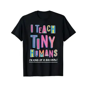Funny "I Teach Tiny Humans" Preschool Teacher T-Shirt - Soft Breathable Cotton Tee For Women & Men, Plus Size Educator Gift For Daycare, Kindergarten, Birth-Autumn Teaching Apparel Or Halloween Outfits, PLUS SIZE