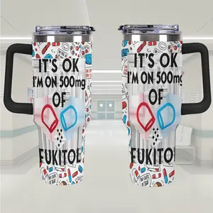 Funny Tumbler 40oz, Funny FUKITOL Tumbler Gift, Medicine Theme Stainless Steel Insulated Cup, 20oz Double Silver Edge Tumbler