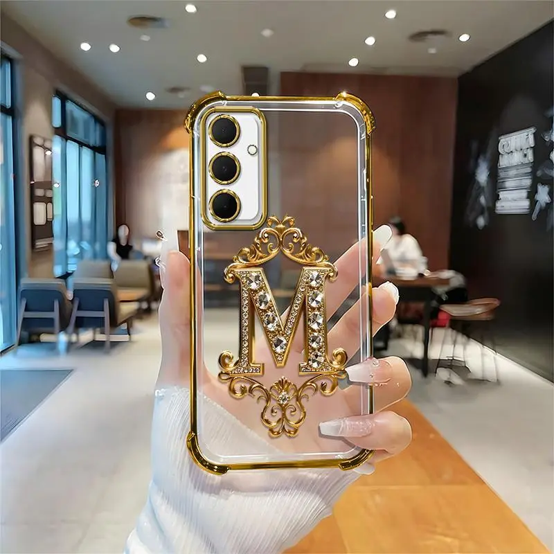 Suitable for [Galaxy A35] high-end phone case🥰，Features a premium-look printed design—not actual 3D diamond studs，Choose from any of the 26 letters. YM99