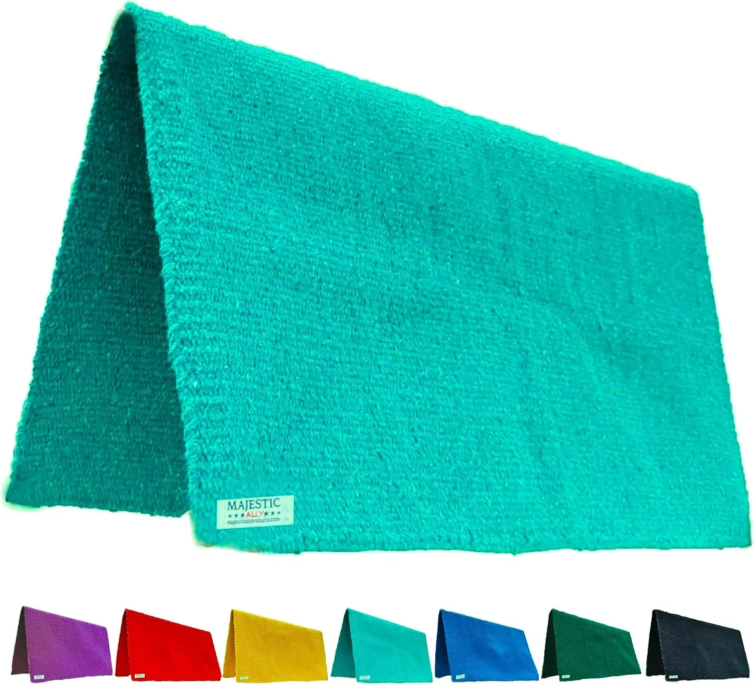 Majestic Ally Solid Color 34"x 36" Traditional Acrylic Saddle Blanket with Hemline Edges-3.7 lbs (Turquoise)